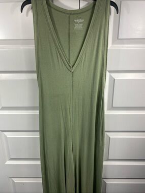IMBODHI Hana 2 Ribbed One Piece Jumpsuit Wide Leg Micromodal Medium Army Green